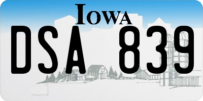 IA license plate DSA839