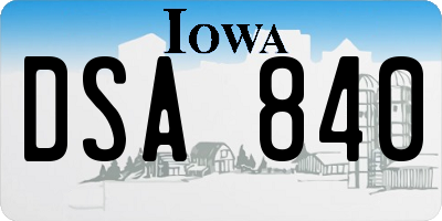 IA license plate DSA840