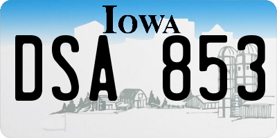 IA license plate DSA853