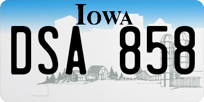 IA license plate DSA858