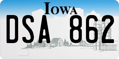 IA license plate DSA862