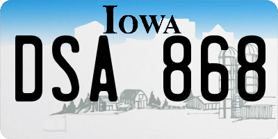 IA license plate DSA868