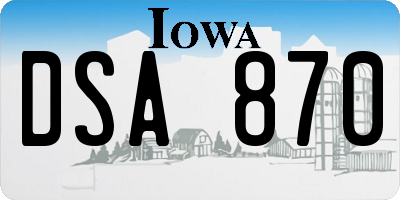IA license plate DSA870