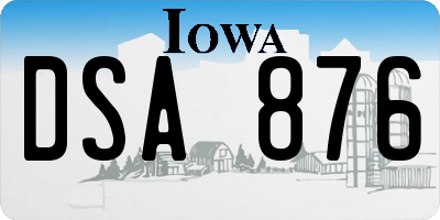 IA license plate DSA876