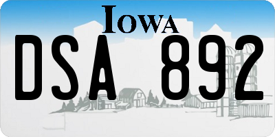 IA license plate DSA892