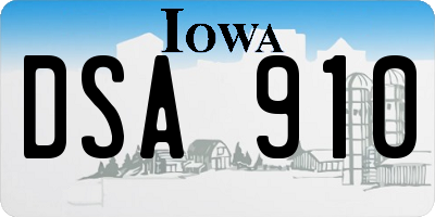 IA license plate DSA910