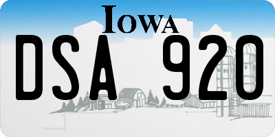 IA license plate DSA920