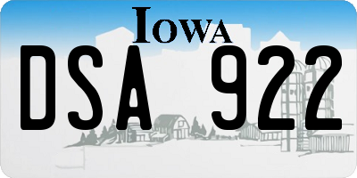 IA license plate DSA922