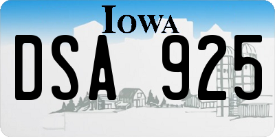 IA license plate DSA925