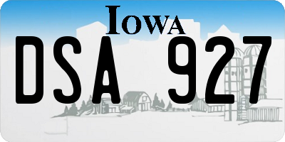IA license plate DSA927
