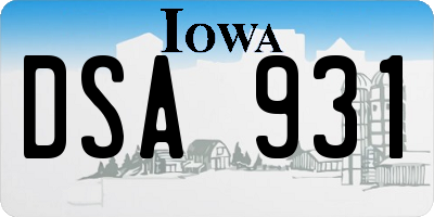 IA license plate DSA931