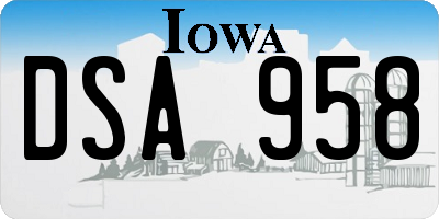 IA license plate DSA958