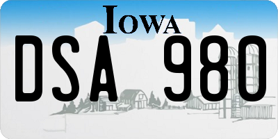 IA license plate DSA980