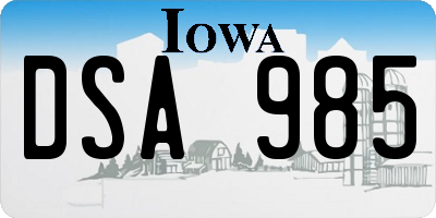 IA license plate DSA985