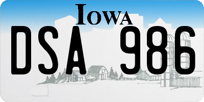 IA license plate DSA986