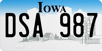 IA license plate DSA987