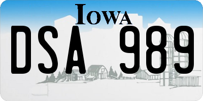 IA license plate DSA989