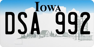 IA license plate DSA992
