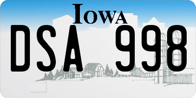 IA license plate DSA998