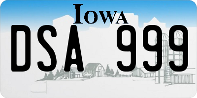 IA license plate DSA999