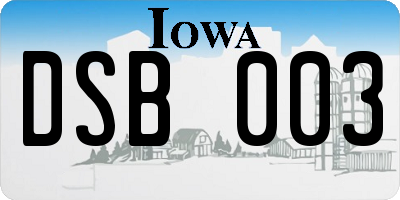 IA license plate DSB003