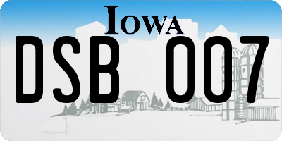IA license plate DSB007