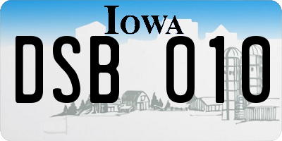 IA license plate DSB010