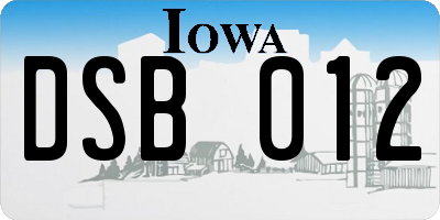 IA license plate DSB012