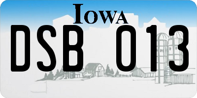 IA license plate DSB013