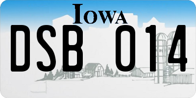 IA license plate DSB014