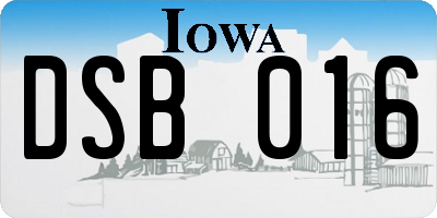 IA license plate DSB016