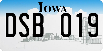 IA license plate DSB019