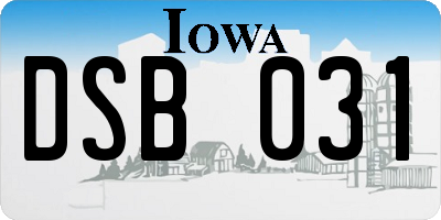 IA license plate DSB031