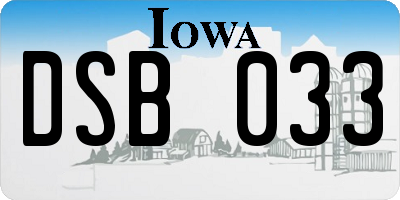 IA license plate DSB033