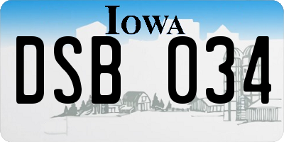 IA license plate DSB034