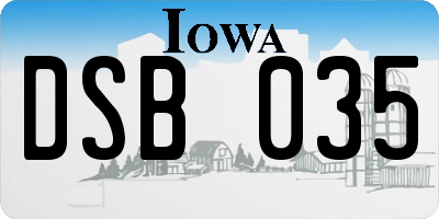 IA license plate DSB035