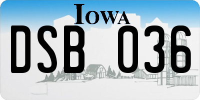 IA license plate DSB036