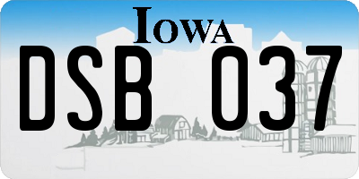 IA license plate DSB037