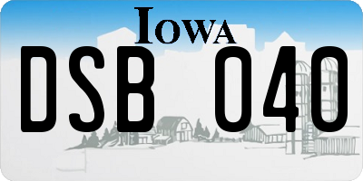 IA license plate DSB040