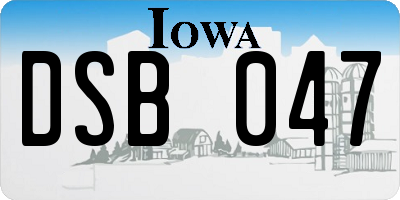 IA license plate DSB047
