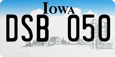 IA license plate DSB050