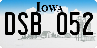 IA license plate DSB052