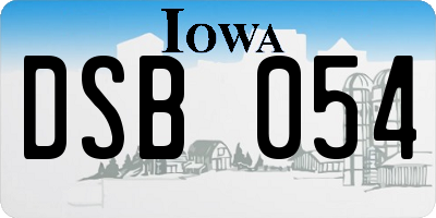 IA license plate DSB054