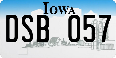 IA license plate DSB057