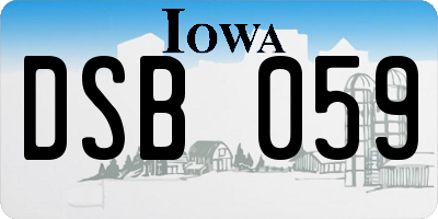 IA license plate DSB059