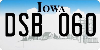 IA license plate DSB060