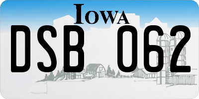 IA license plate DSB062