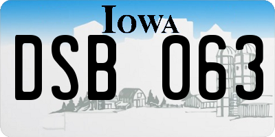 IA license plate DSB063