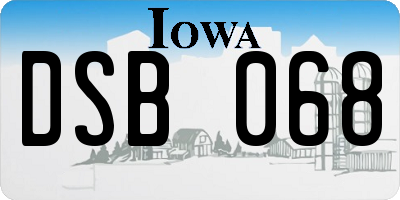 IA license plate DSB068