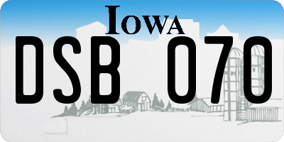 IA license plate DSB070